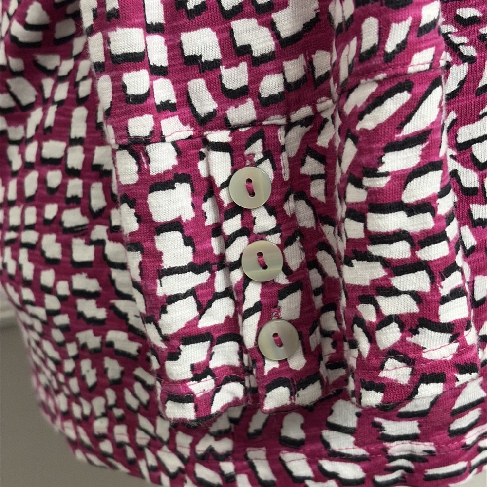 Chico's Modal Blend Top Women Size 2 L 12/14 Pink Geometric 3/4 Sleeve Tunic - Picture 5 of 10